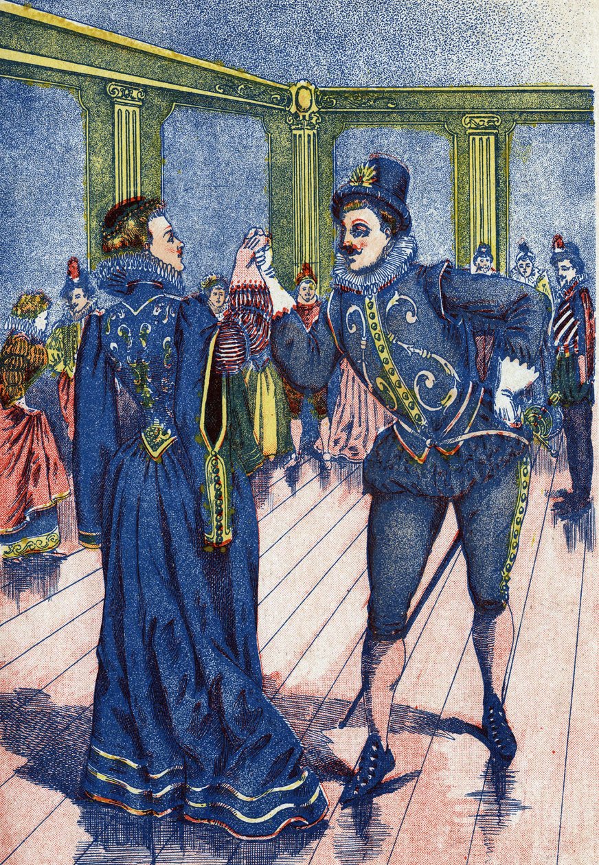 El hijo del rey hace bailar a Cenicienta. Ilustración para “Cenicienta”, cuento de Charles Perrault (1628-1703), escritor francés. Imaginario Marcel Vagne, Jarville Nancy, sin fecha (finales del siglo XIX). de Unknown artist
