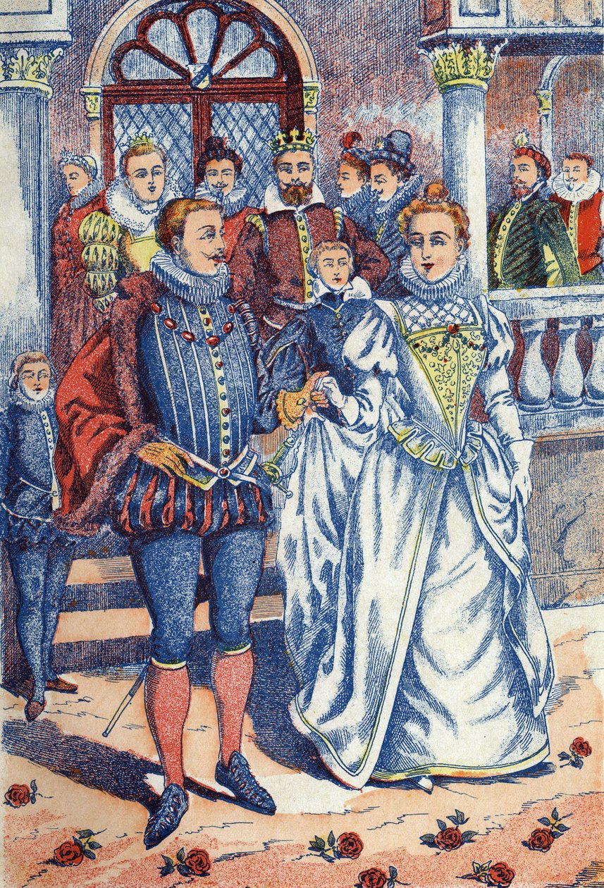 El hijo del rey se casa con Piel de Asno. Ilustración anónima para “Piel de Asno”, cuento de Charles Perrault (1628-1703), escritor francés. Imaginario Marcel Vagne, Jarville Nancy, sin fecha (finales del siglo XIX). de Unknown artist
