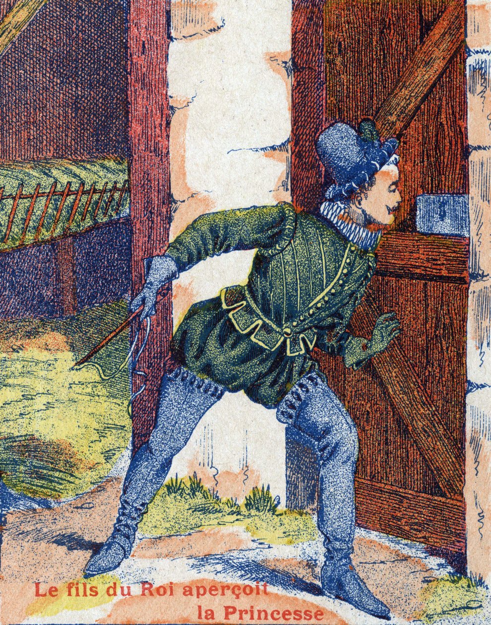 El hijo del rey vio a la princesa. Ilustración para el cuento “Piel de Asno” de Charles Perrault (1628-1703), escritor francés. Imágenes de Marcel Vagne, Jarville Nancy, sin fecha (finales del siglo XIX) de Unknown artist