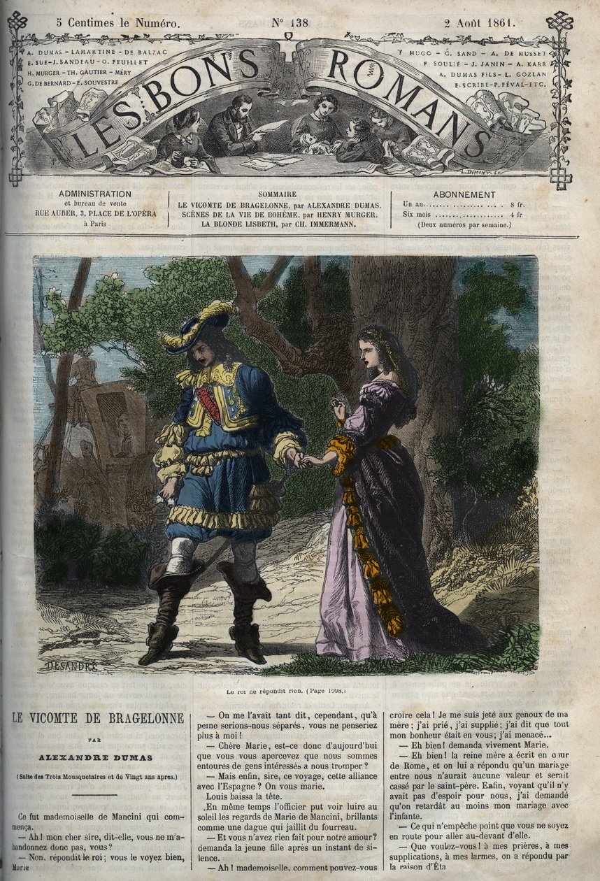 La última entrevista de Marie Mancini (1639-1715) con Luis XIV (1638-1715) antes de su partida de la corte a Brouage el 22 de junio de 1659, el exilio organizado por el Cardenal Mazarin para mantenerlo alejado del rey - Ilustración tomada de “Viscount of B de Unknown artist