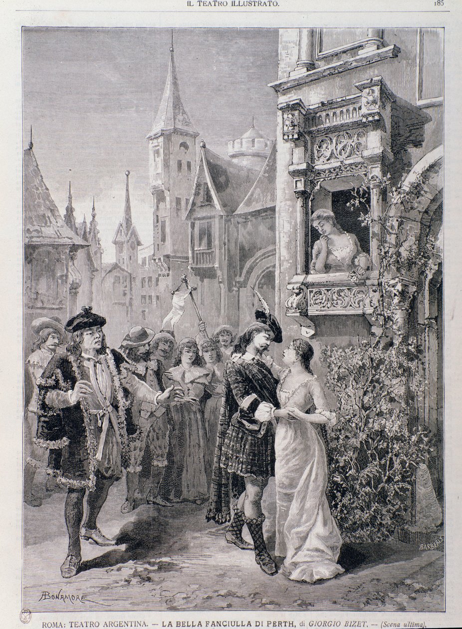 La última escena de La bella doncella de Perth, ópera de Georges Bizet, en el Teatro Argentina en Roma de Unknown artist