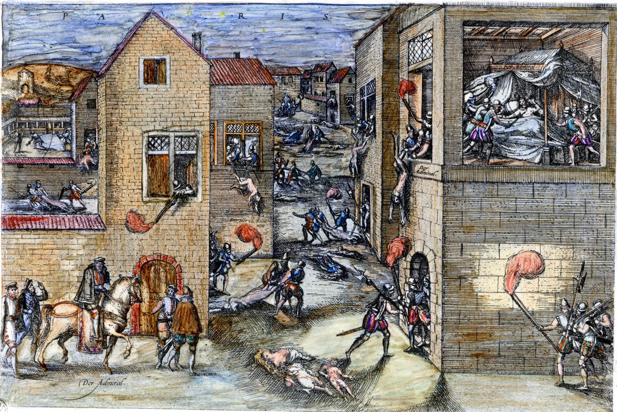La masacre de San Bartolomé (1572). Grabado del siglo XVII. de Unknown artist