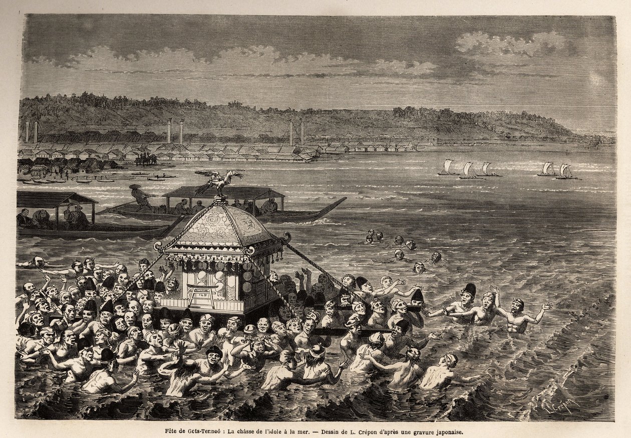El matsouri (feria, procesión) de tennoo gots, se celebra cada año el 6º día del 6º mes, para los pescadores de las playas de Yedo (o Edo, actual Tokio), es la celebración del aniversario de su deidad favorita: Tengu, el ala de Unknown artist