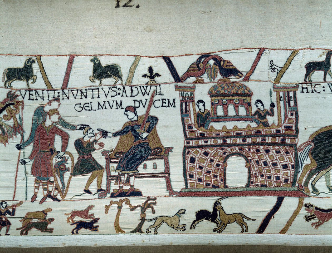 Los mensajeros del Rey de Normandía Guillermo el Conquistador (1027-1087) le informaron que Harold, que vino de Inglaterra en nombre del Rey Eduardo el Confesor de Inglaterra, fue hecho prisionero por el Conde Guy de Ponthieu. Detalle del Tapiz de Bayeux o de Unknown artist