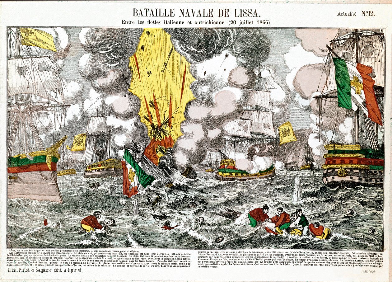 La batalla naval de Lissa, 20 de julio de Unknown artist