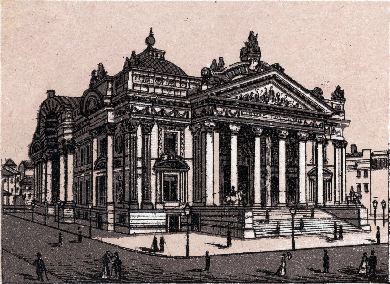 La nueva bolsa en Bruselas, Bélgica en "El Mundo Ilustrado 168 vistas". Sin fecha (finales del siglo XIX). de Unknown artist