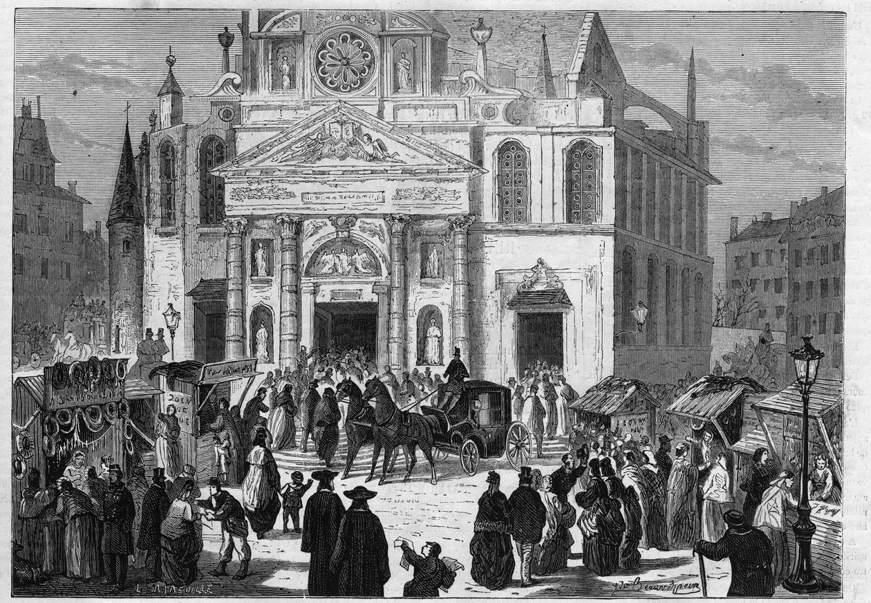 La novena de Santa Genoveva en la iglesia de Saint Etienne du Mont en París de Unknown artist