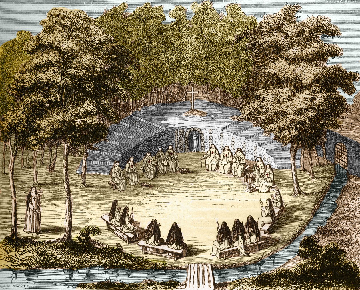 Las monjas de Port-Royal-des-Champs (Port Royal des Champs) leyendo en soledad. de Unknown artist