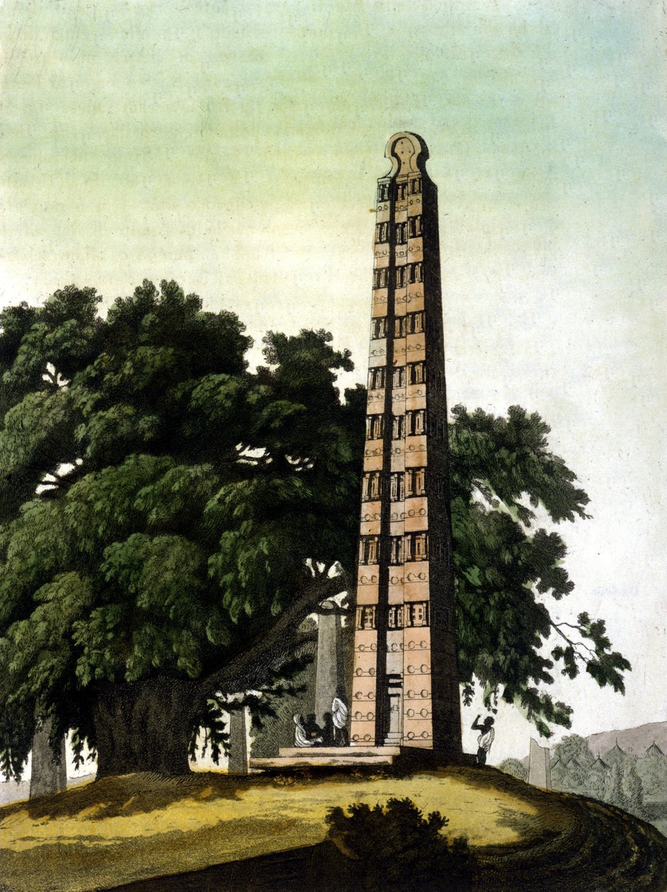 El obelisco de Axum llevado a Roma por los italianos en 1937. Il Costume antico e moderno, Jules Ferrario, Milán 1820. de Unknown artist