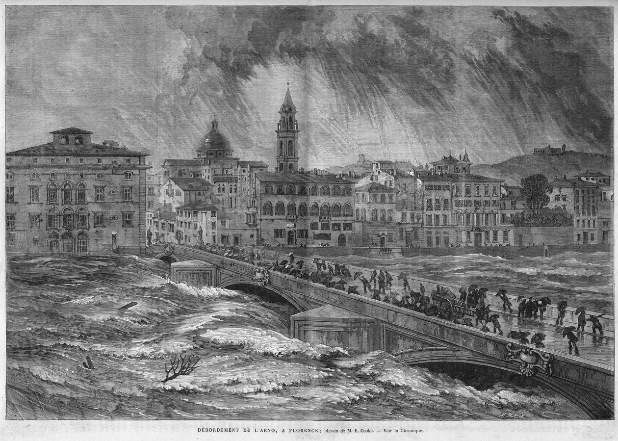 La inundación del Arno en Florencia en 1868. de Unknown artist