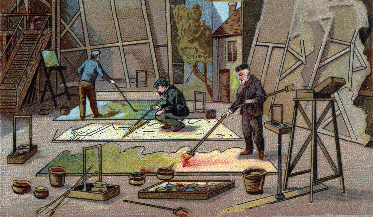 El pintor decorador de teatros. Cromolitografía de finales del siglo XIX de Unknown artist