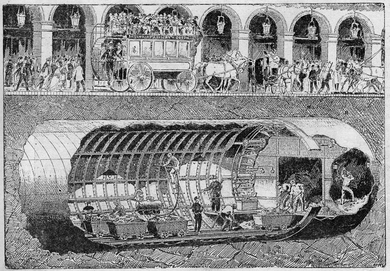 La perforación de la carretera bajo la calle de Rivoli en 1895 de Unknown artist