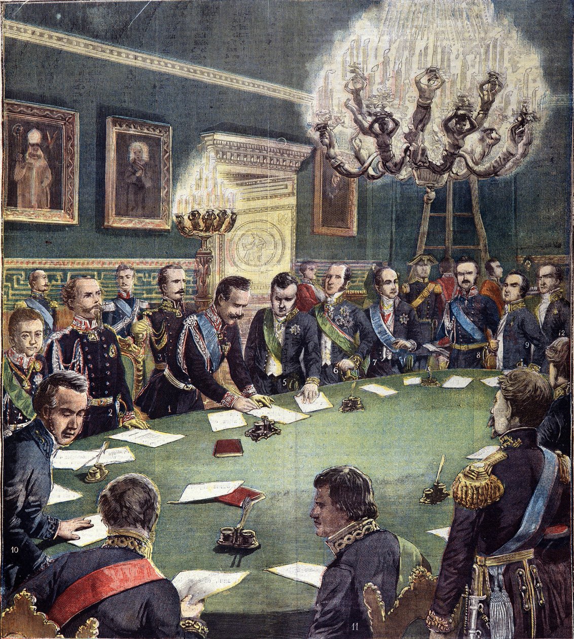 La firma de Carlos Alberto, Rey de Cerdeña, del Estatuto Básico de la Monarquía de Saboya el 07/02/1848, que fue adoptado el 4 de marzo de 1848, conocido como el Estatuto Albertino. de Unknown artist