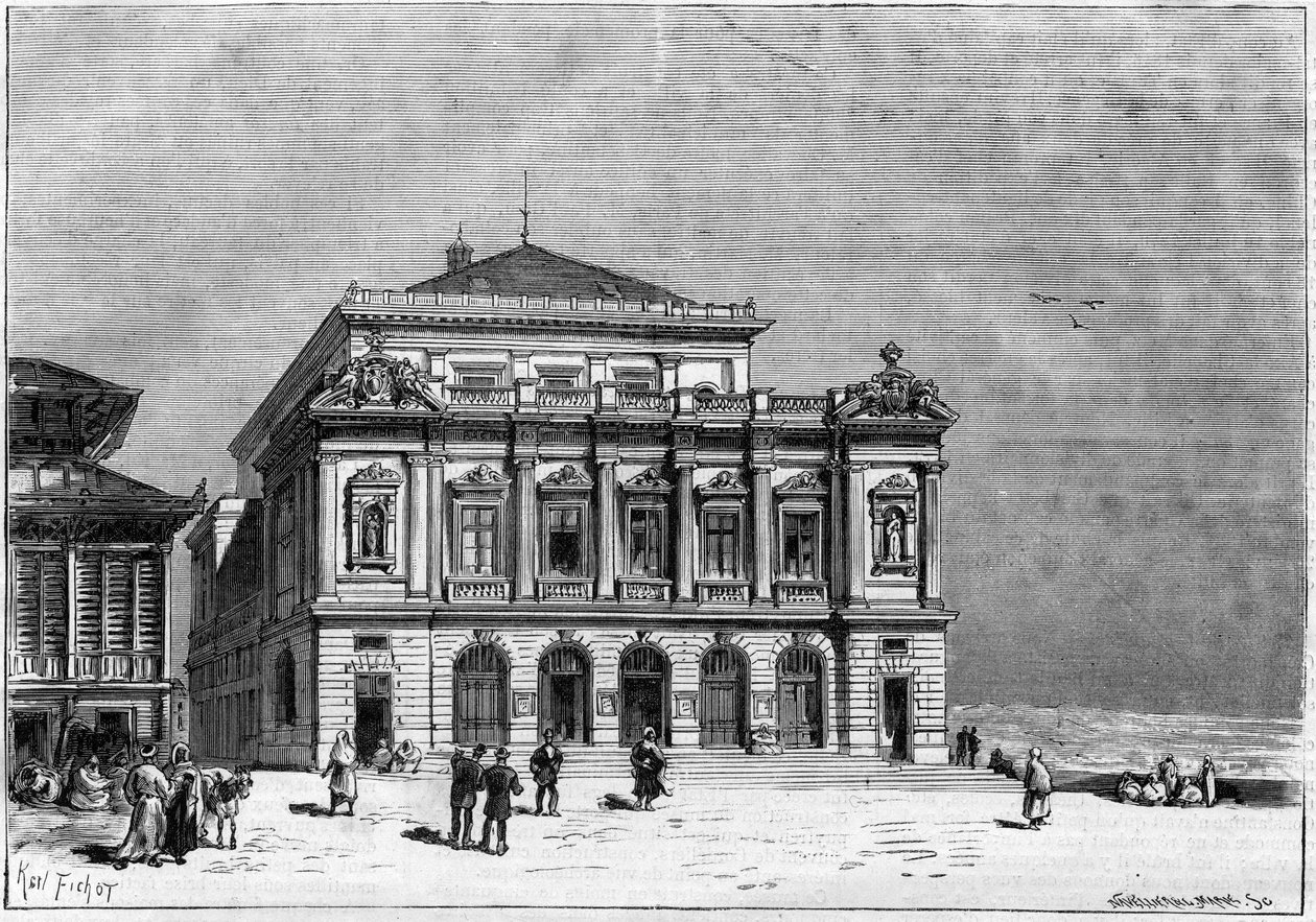 El teatro de Constantina en Argelia construido por el arquitecto Paul Jean Gion (1838-1904) entre 1877 y 1883 - el exterior del teatro de Unknown artist