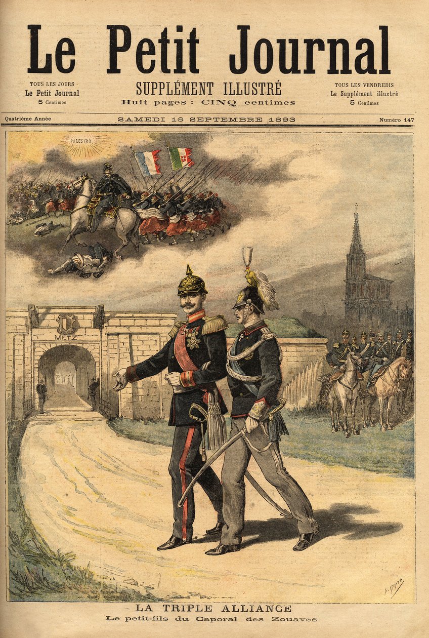 La triple alianza entre Alemania, Austria-Hungría e Italia, acusada por Francia de traición desde que el príncipe Víctor (1862-1926) visitó a Guillermo II (1859-1941), emperador de los alemanes de Unknown artist