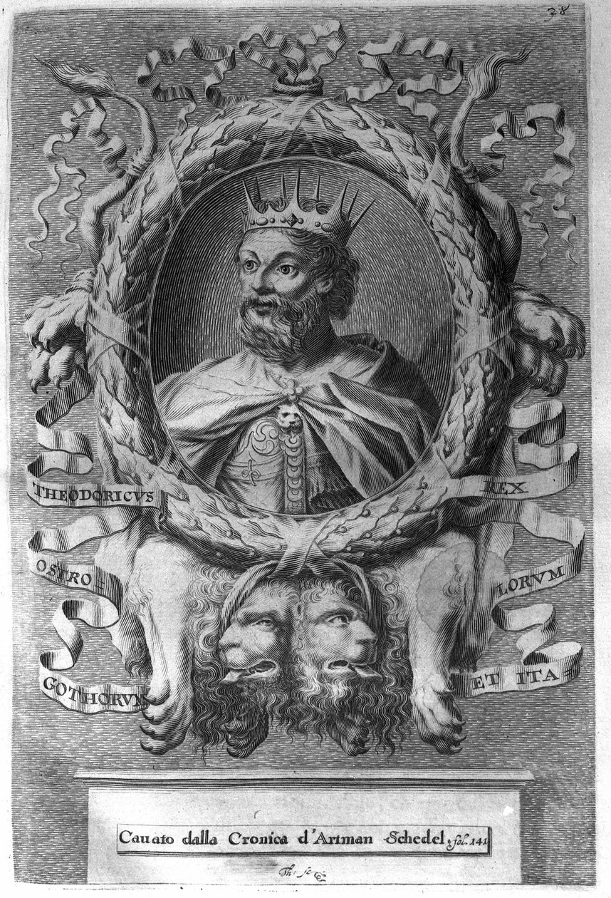 Teodorico I el Grande (v. 454-526), rey de los ostrogodos (474-526) y fundador del reino ostrogodo en Italia de Unknown artist