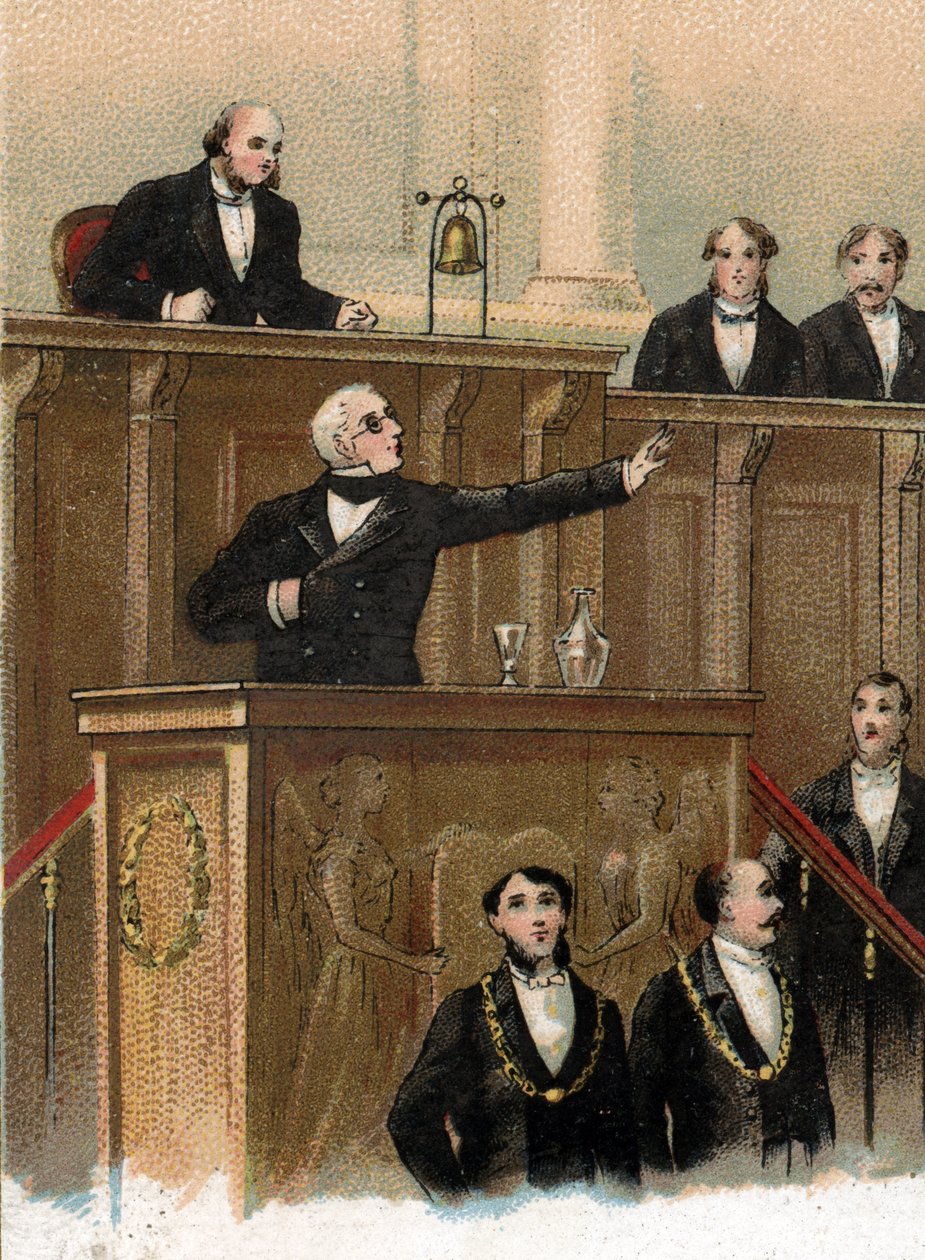 Sólo queda un fallo al comprometer a Adolphe thiers (1797-1877) en el cuerpo legislativo que predice los acontecimientos de 1870, el 3 de mayo de 1866 (Adolphe Thiers hablando en una sala de reuniones del corps lÃ de Unknown artist