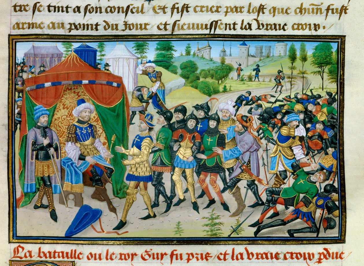 Tercera Cruzada: la pérdida de la Verdadera Cruz durante la Batalla de Hattin el 4 de julio de 1187 de Unknown artist