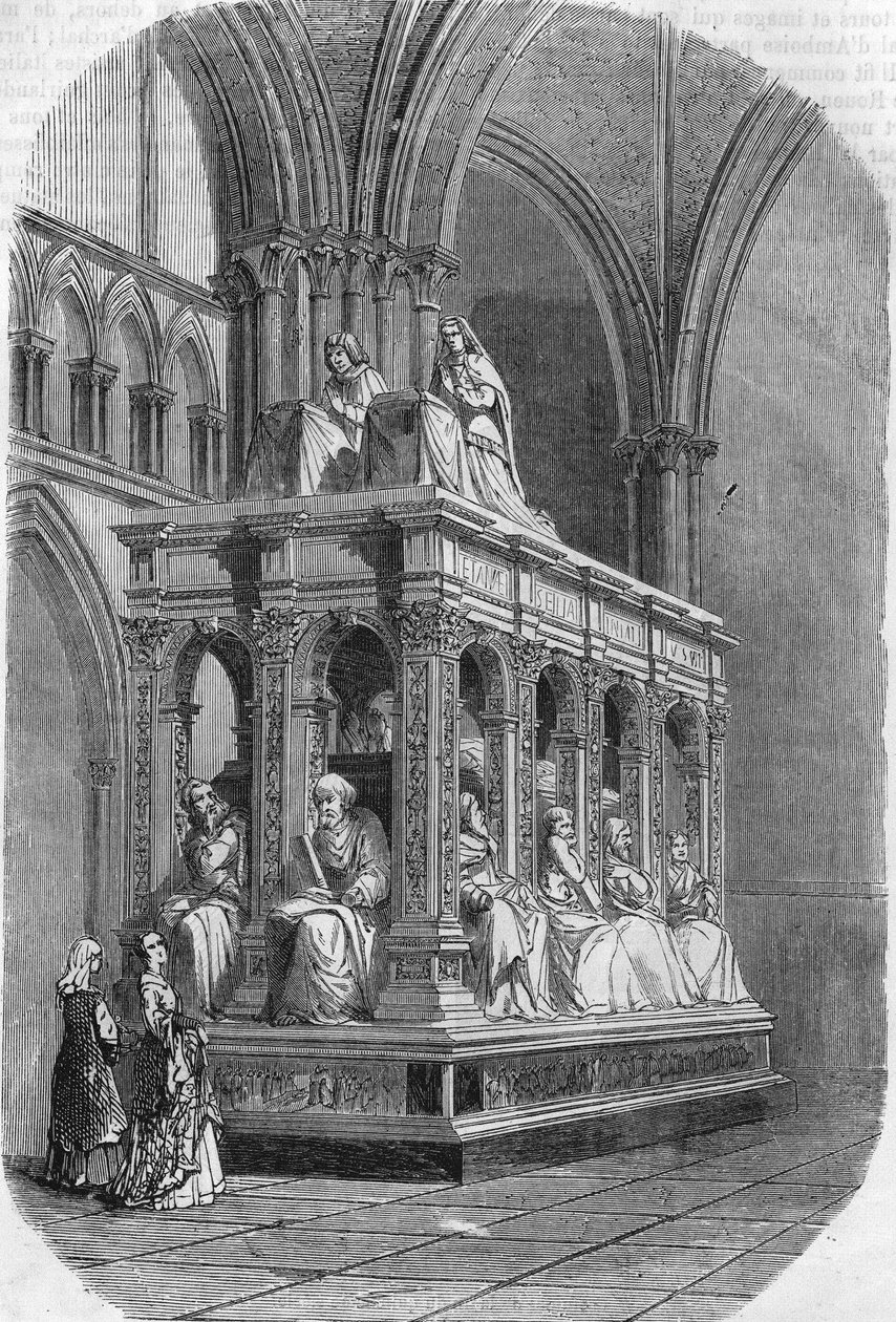 Tumba de Luis XII, rey de Francia (1462-1515) y Ana de Bretaña (1477-1514). Grabado del siglo XIX. de Unknown artist