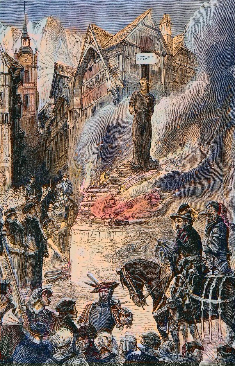 Tortura de Miguel Servet en Ginebra (1511-1553) - grabado de Unknown artist