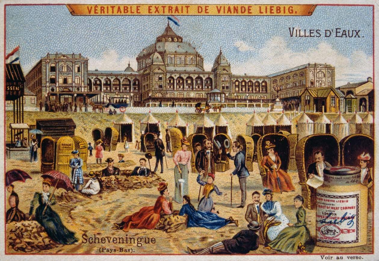 Turistas en una playa de Scheveningen, Holanda de Unknown artist