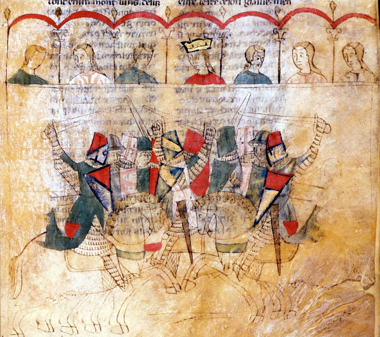 Escena de torneo según el manuscrito "Lancelot du Lac" siglo XIII. Biblioteca Nazionale Marciana Venecia. de Unknown artist
