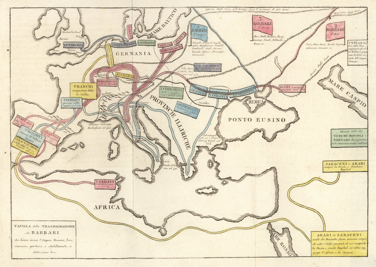 Transmigraciones de las tribus bárbaras que invadieron el Imperio Romano de Unknown artist