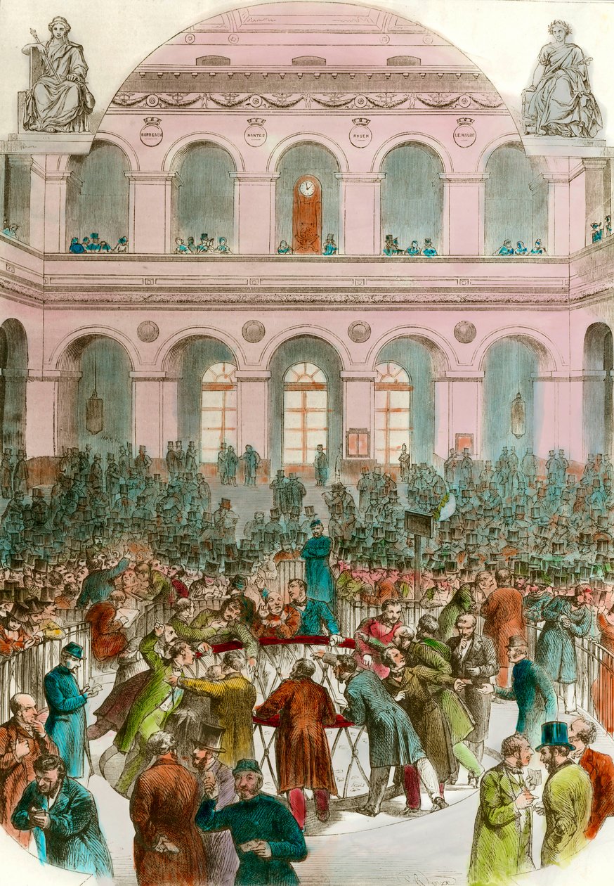 Agentes de cambio en la Bolsa de París (grabado) 1856 Colección privada de Unknown artist