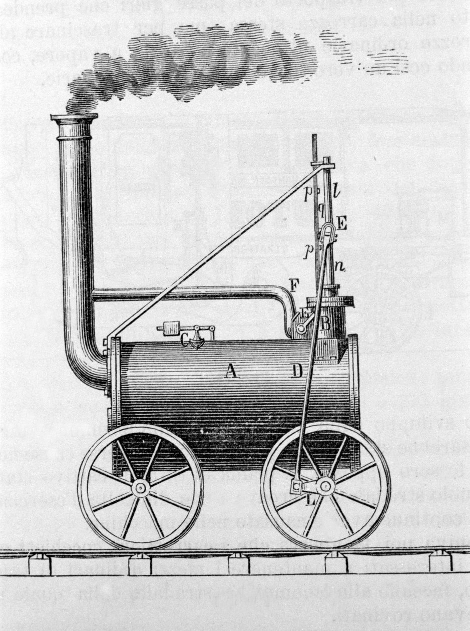 Locomotora de Trevithick. Grabado del siglo XIX de Unknown artist