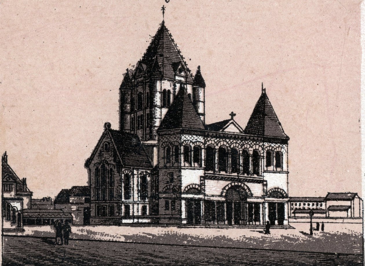 Iglesia de la Trinidad en Nueva York, EE.UU. en "El Mundo Ilustrado 168 vistas". Sin fecha (finales del siglo XIX). de Unknown artist
