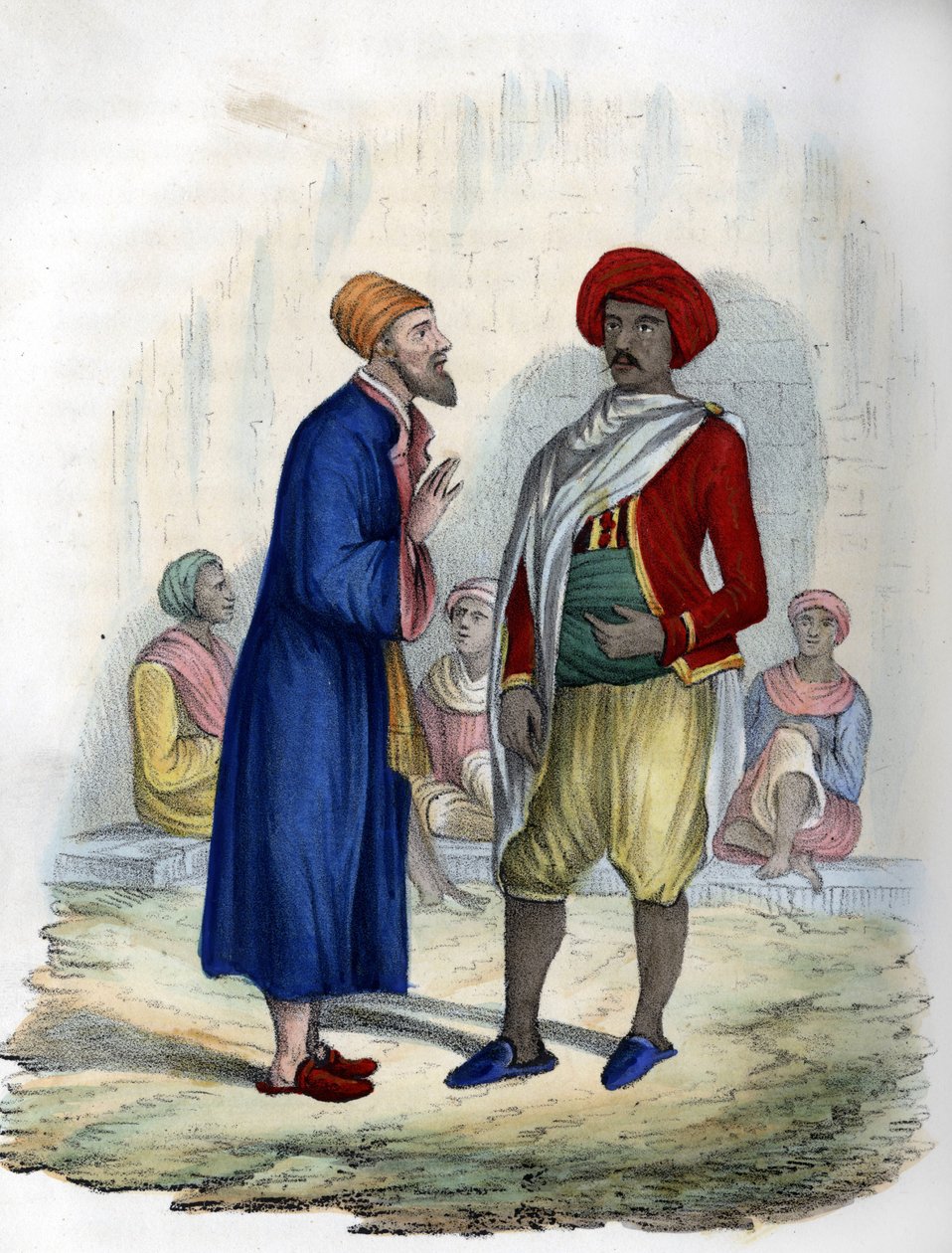 Dos hombres en las calles de Argel en 1830. en “L