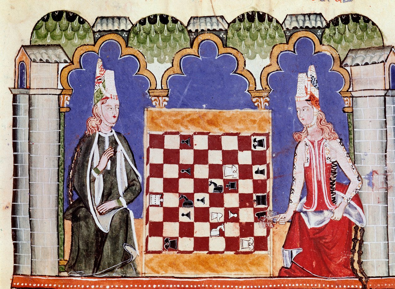 Dos mujeres jugando al ajedrez de Unknown artist