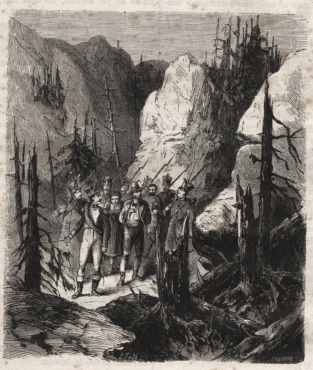 Patriota tirolés Andreas Hofer (1767-1810) siendo arrestado - El patriota tirolés Andreas Hofer (1767-1810) arrestado por las tropas italianas el 19/01/1810 - Grabado de 1879 en 
