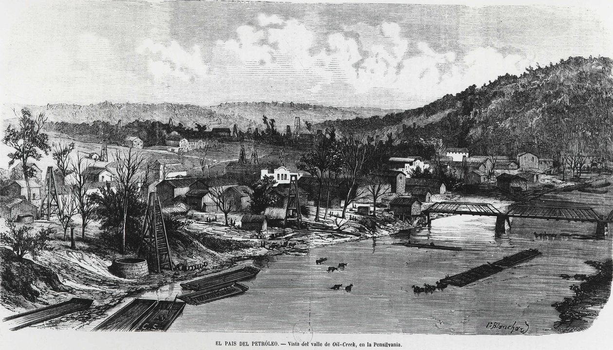 EE.UU.: El país del petróleo en Pensilvania, Valle de Oil Creek de Unknown artist