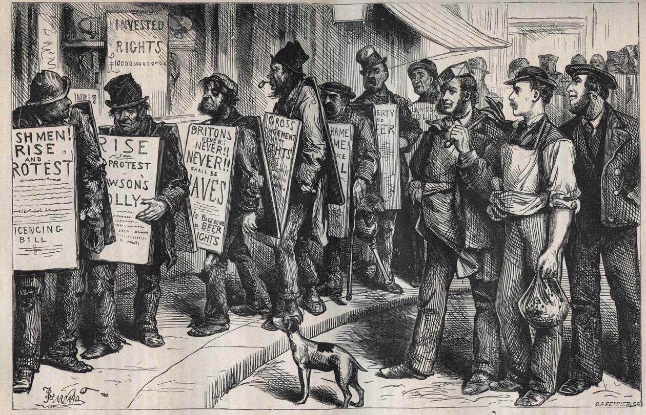 EE.UU.: protesta en nombre de la Liga contra el abuso del alcohol 1875 de Unknown artist