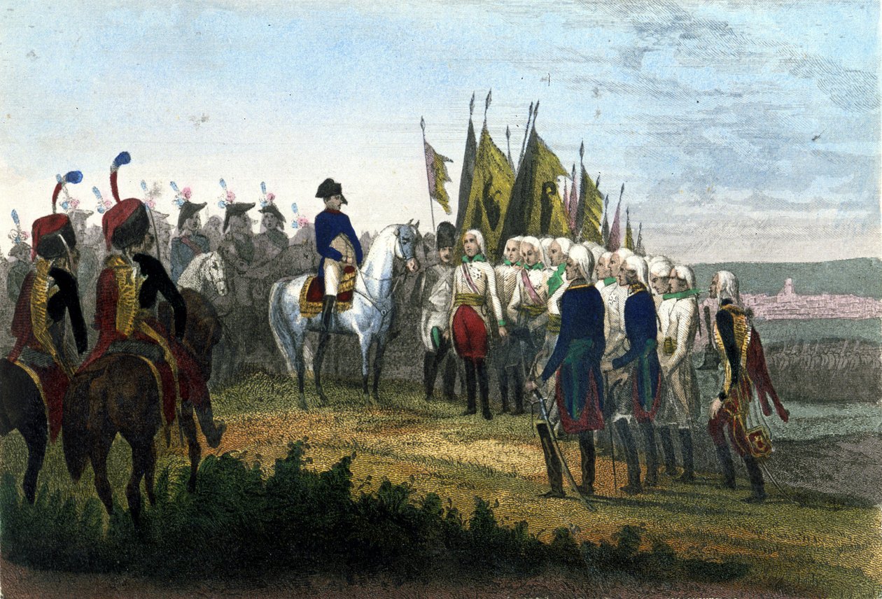 Rendición de Ulm. 20/10/1805. El ejército austríaco derrotado por las tropas de Napoleón. Grabado del siglo XIX. de Unknown artist