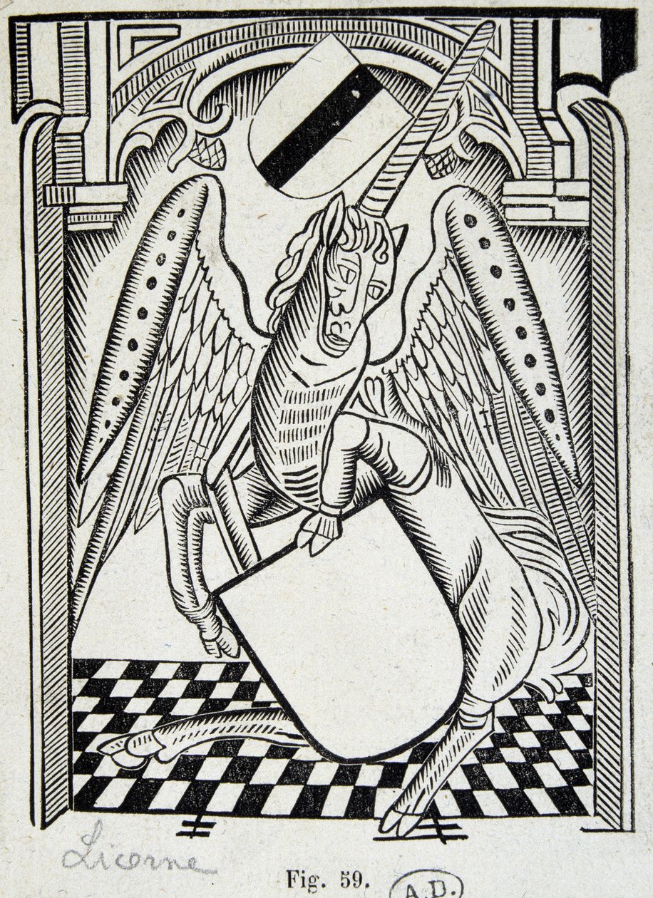 Unicornio - grabado del siglo XV de Unknown artist