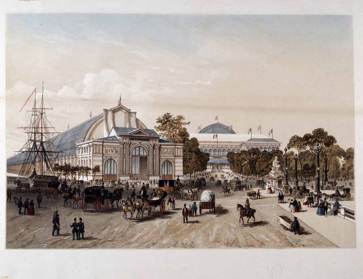 Exposición Universal de 1855: el Palacio de la Industria - litografía de Unknown artist