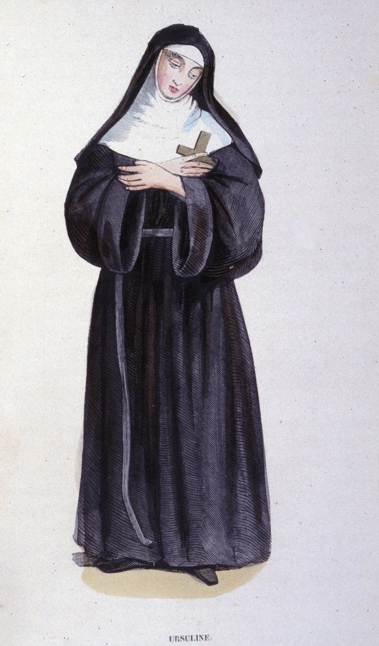 Ursulina. Grabado de un álbum sobre órdenes religiosas, París de Unknown artist