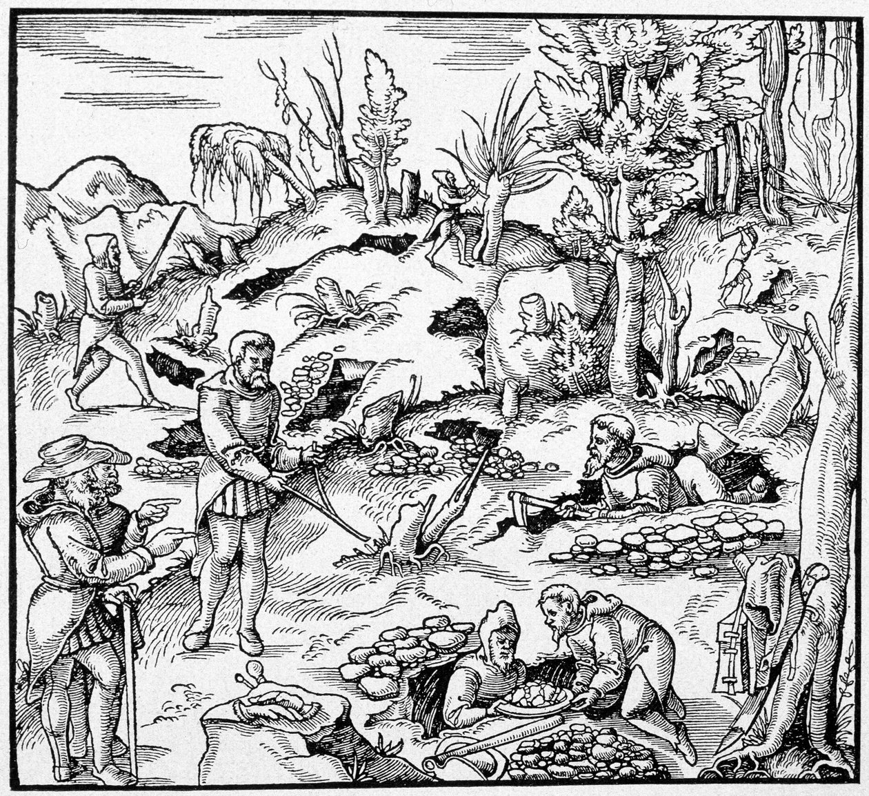 Uso del cubo mágico para buscar los tesoros de la tierra - en “El Libro de las Minas” de Agricola de Unknown artist