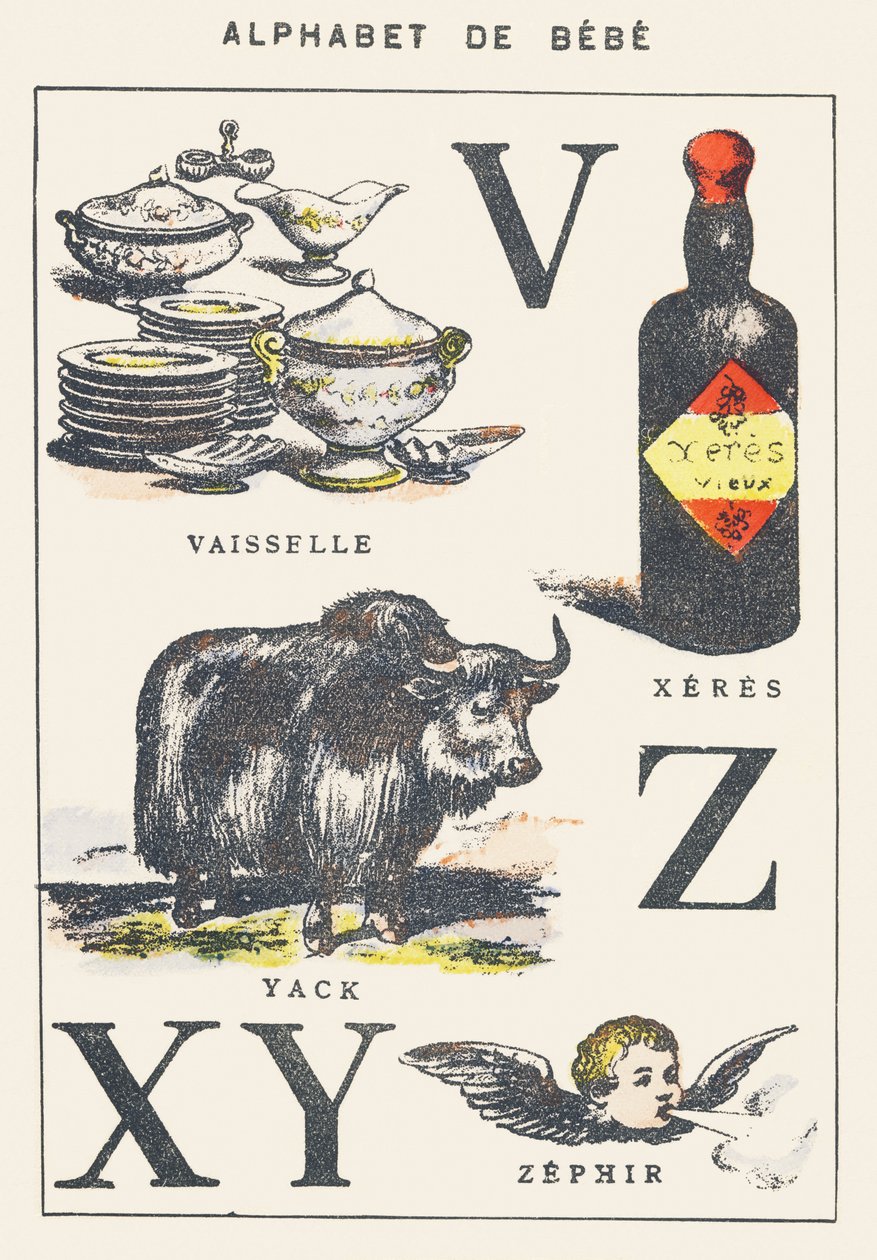 V X Y Z: platos, jerez, yak, céfiro de Unknown artist