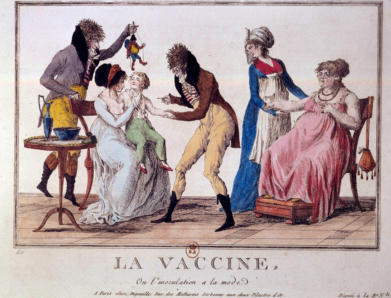 La vacuna o la inoculación está de moda. Grabado de principios del siglo XIX. París, B.N. de Unknown artist