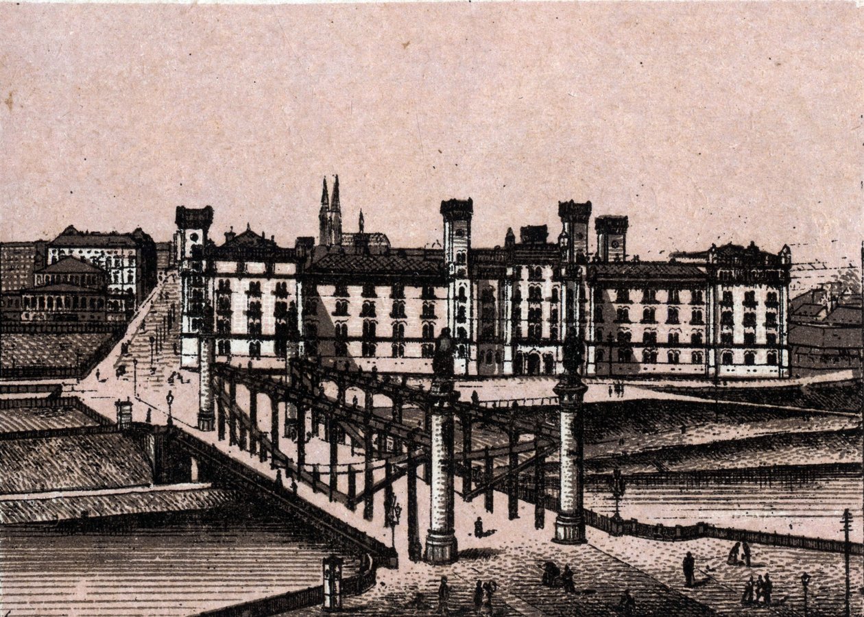 Viena, Austria: vista del arsenal del Príncipe Rudolphe y el puente del Augarten de Unknown artist