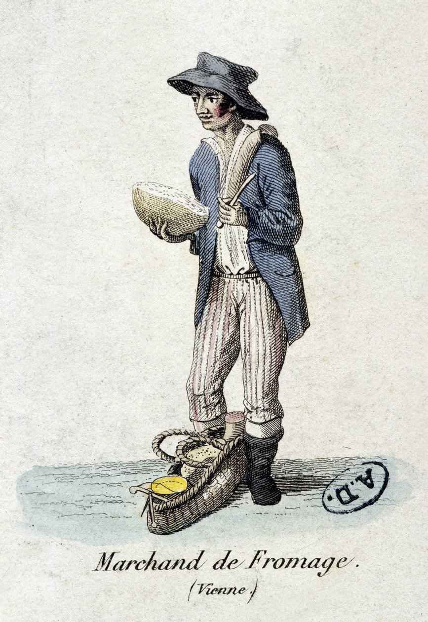 Vendedor de queso en Viena - grabado de Unknown artist