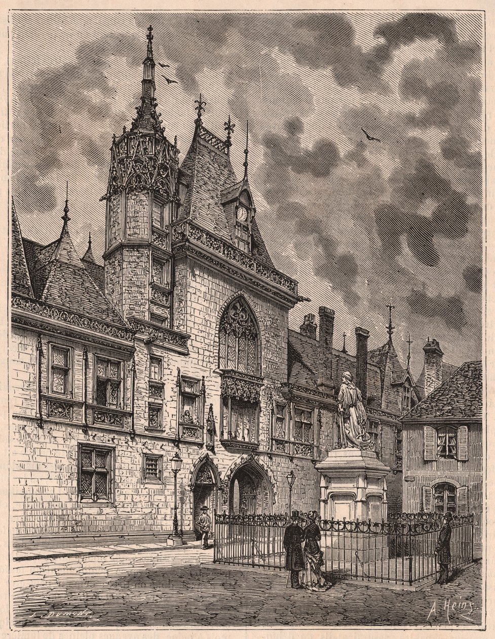 Vista desde la calle del Palais Jacques Coeur en Bourges, Francia de Unknown