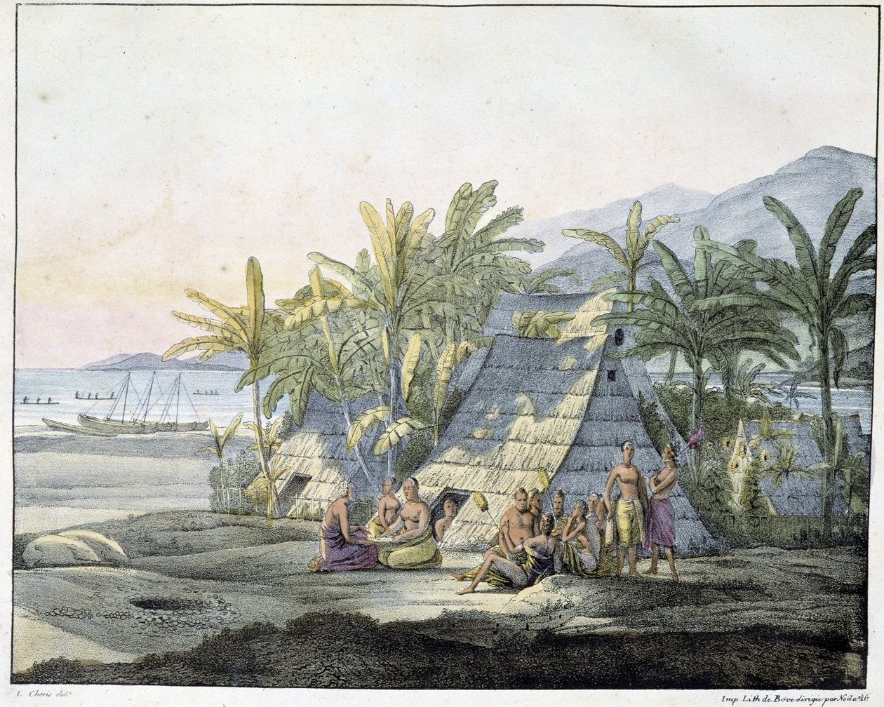 Vista en las Islas Sandwich - en “Vistas y Paisajes de las Regiones Ecuatoriales, Recogidos en un viaje alrededor del mundo”, s.d. principios del siglo XIX de Unknown artist