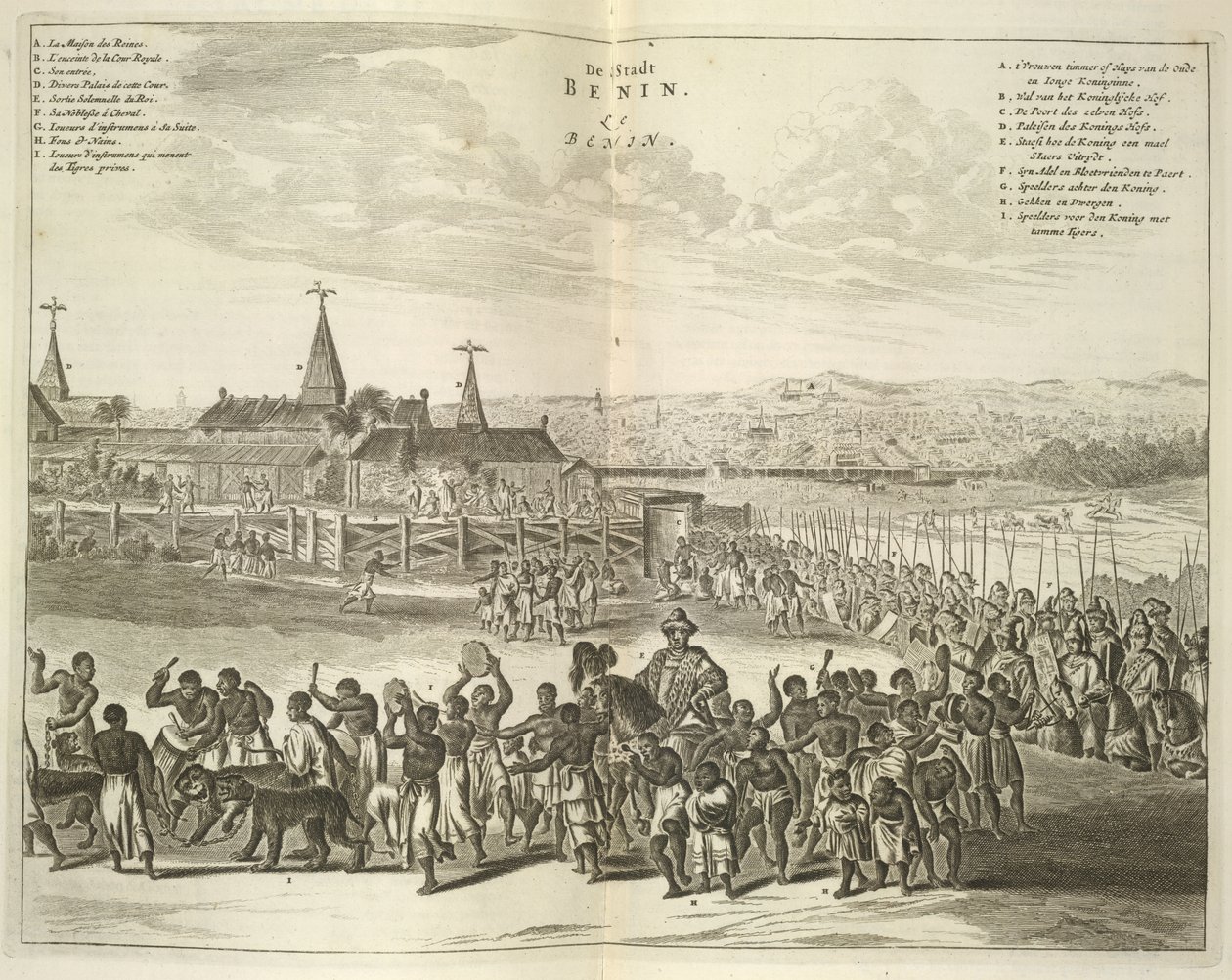 Vista de Benín. Procesión de nativos de Unknown artist