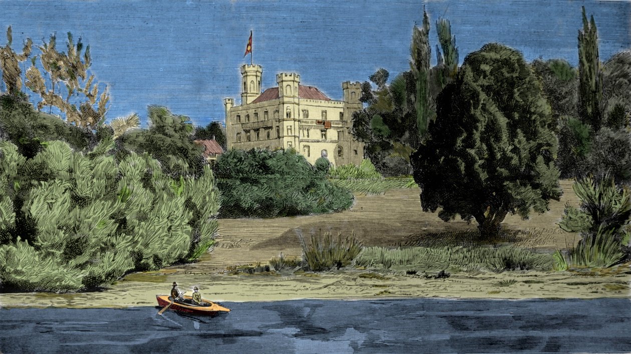 Vista del Castillo de Berg y el Lago Stamberg donde se encontró el cuerpo de Luis II de Baviera de Unknown artist