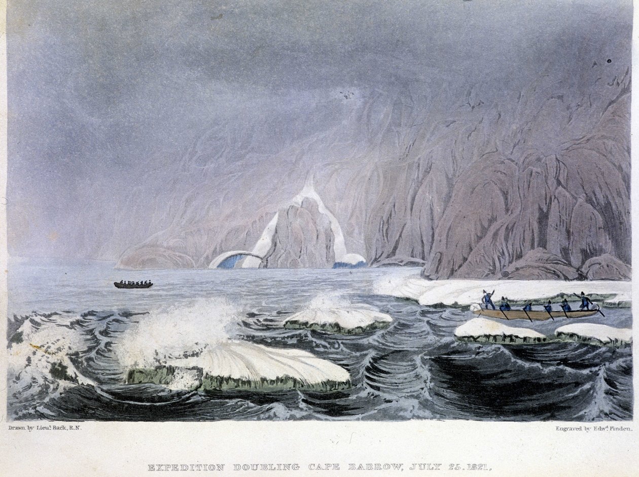 Vista del Cabo Barrow - en “Narrative of a journey to the shores of the Polar sea in the years 1819-1821” de John Franklin, ed. Londres de Unknown artist