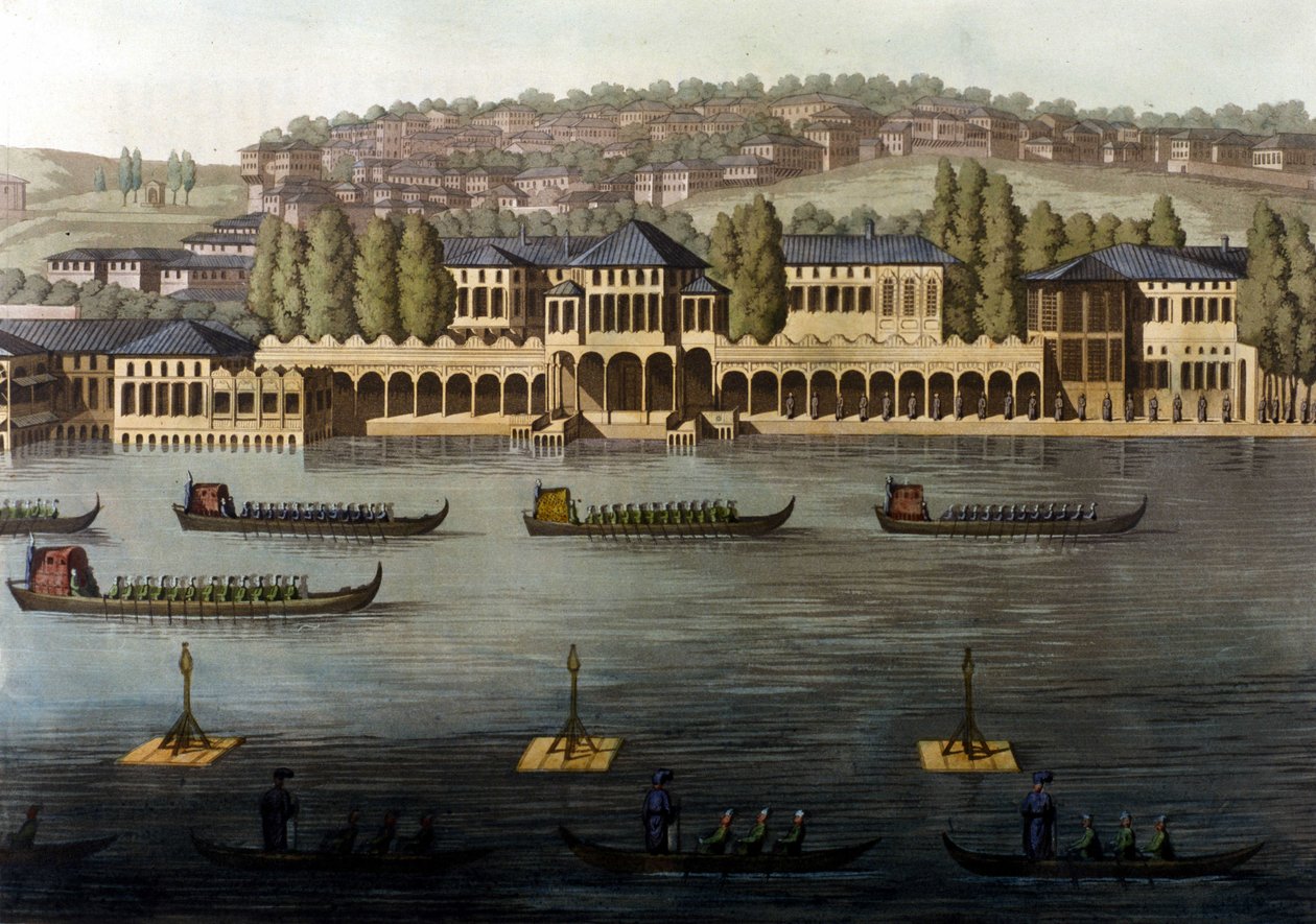 Vista de Constantinopla, una de las residencias del Sultán a lo largo del Bósforo. Siglo XIX. de Unknown artist